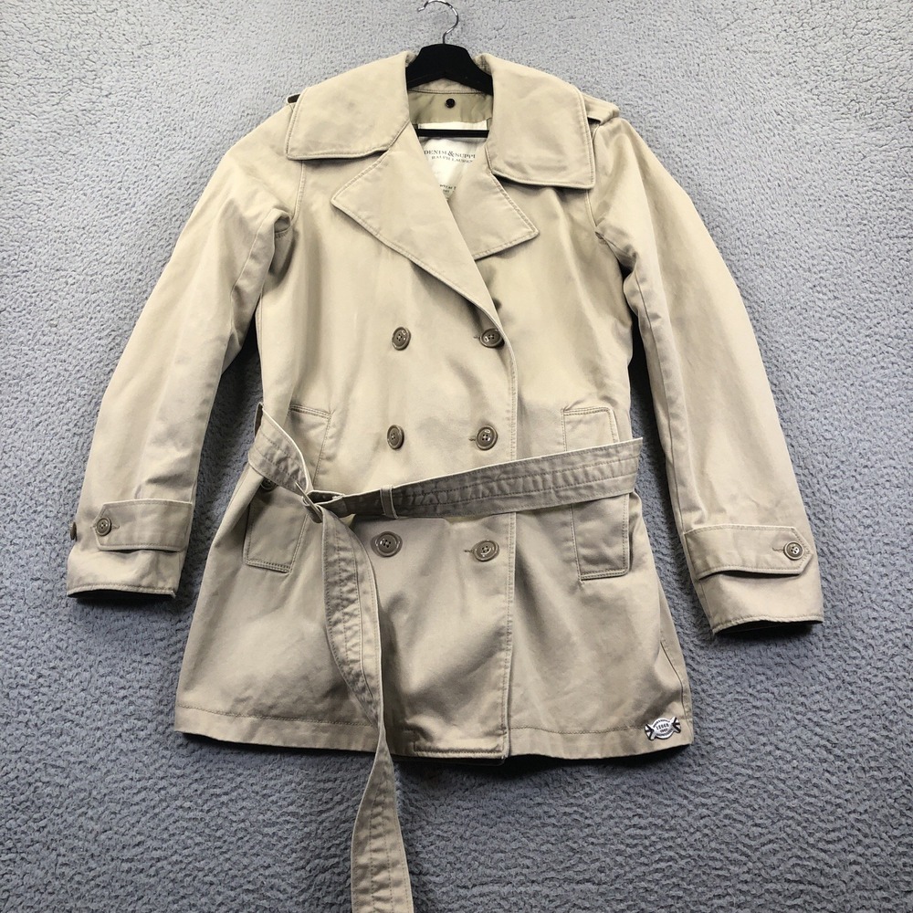 Denim & Supply Trench Coat Womens Small Khaki Classic Double Breast Classic NEW